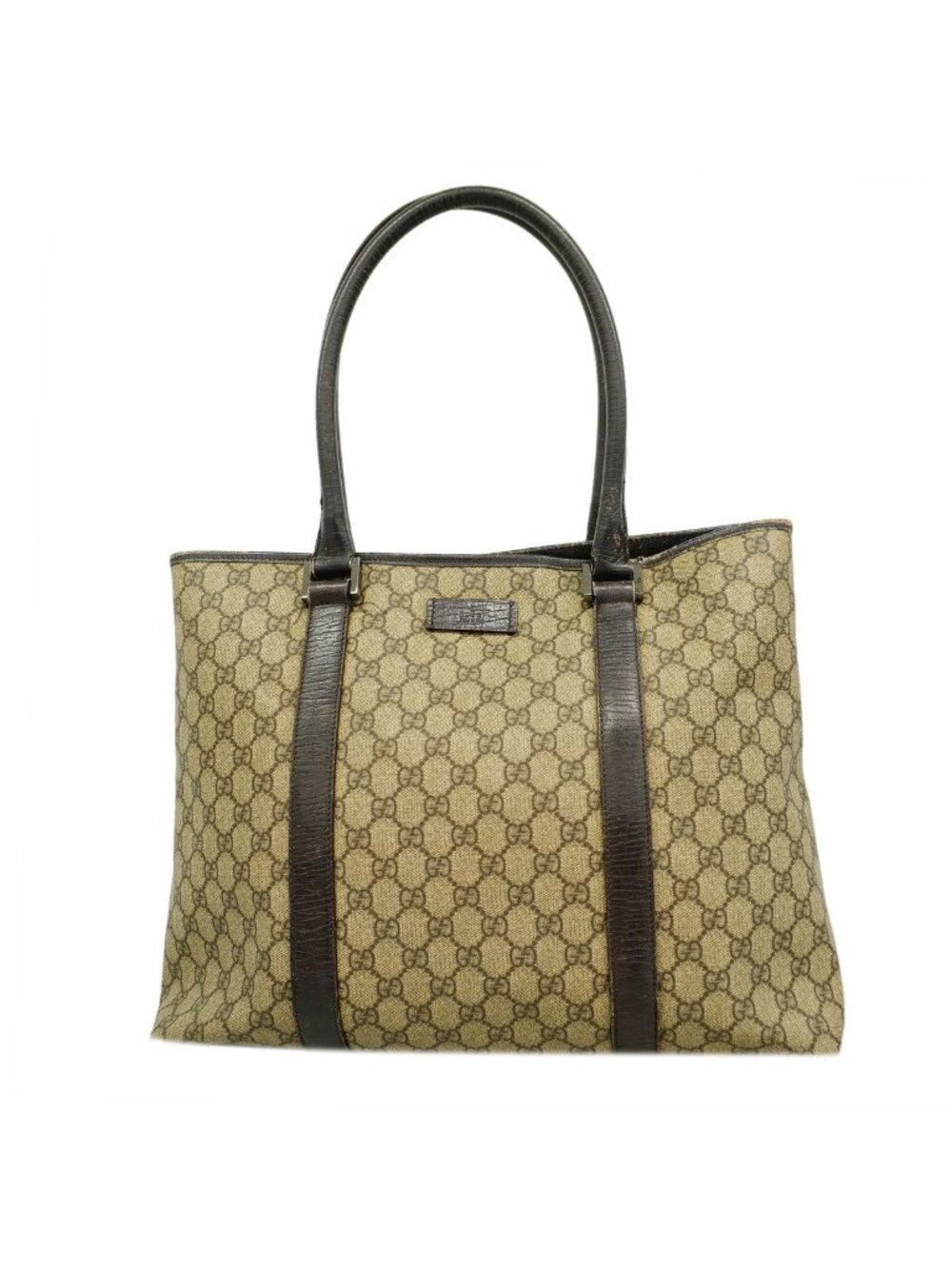 Gucci Tote Bag GG Supreme Brown Silver